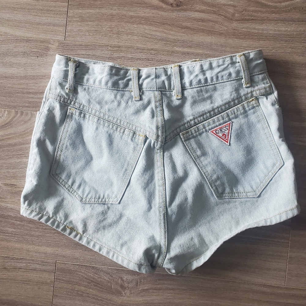 Light denim high waist vintage guess shorts